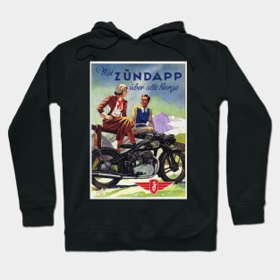 ZUNDAPP Motorcycle Over Mountains Advertisement Vintage German Cycles Hoodie